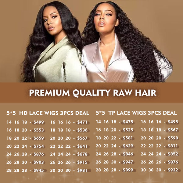Premium Quality Raw Hair Lace Wig Wholesale pre plucked HD / Transparent Lace closure human hair Wig Deal
