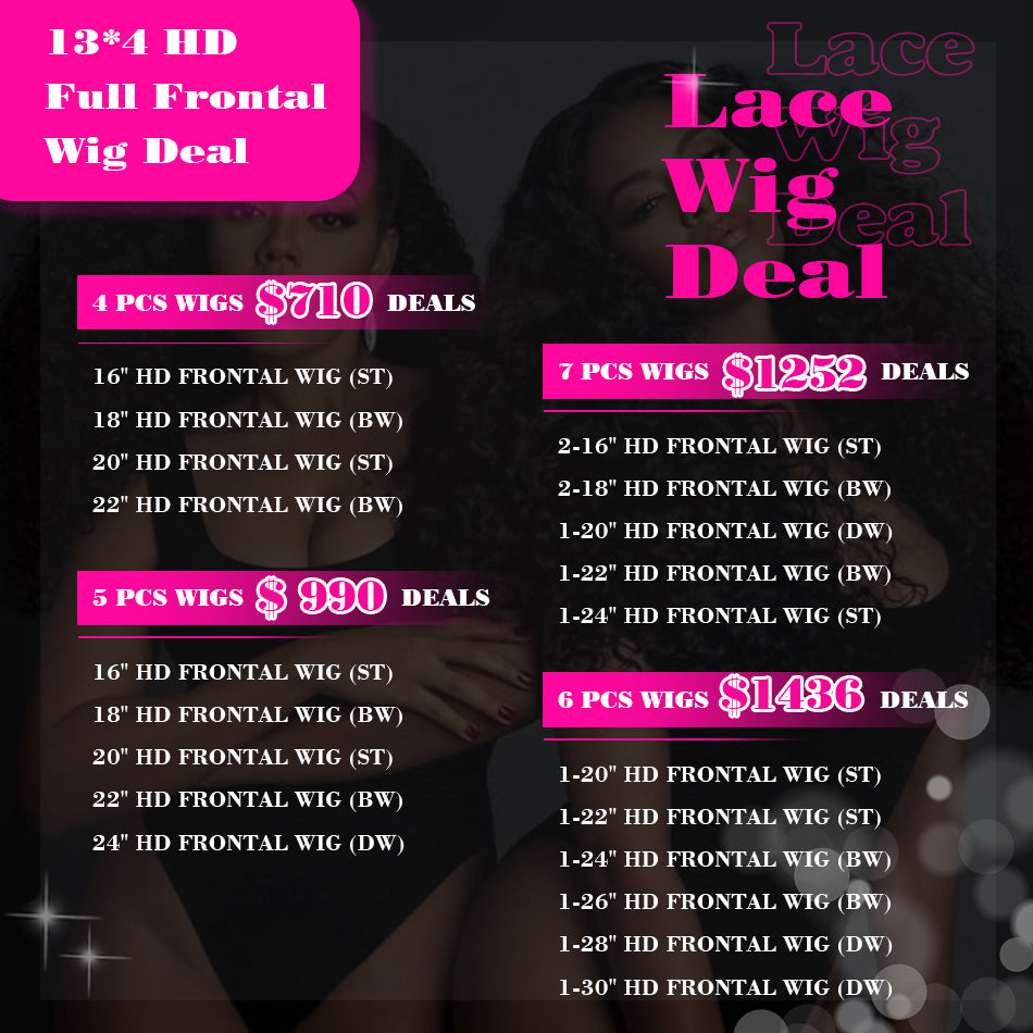 Luxury virgin hair Full 13×4 13×6 HD Lace Frontal Wig Wholesale Package Deals