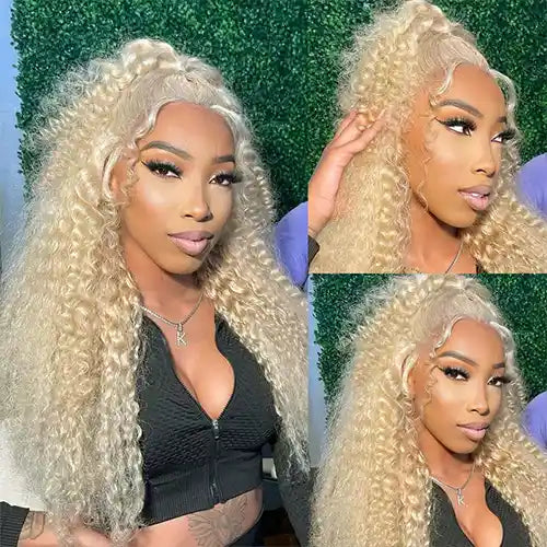 613 Deep Wave Blonde Wigs Blonde Color Lace Closure Frontal Human Hair Wigs For Women 613 Transparent HD Wig