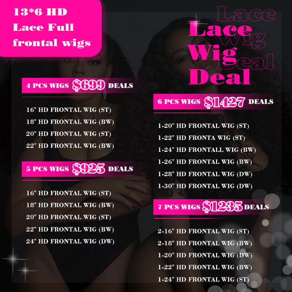 Luxury virgin hair  Full 13×4 13×6 HD Lace Frontal Wig Wholesale Package Deals