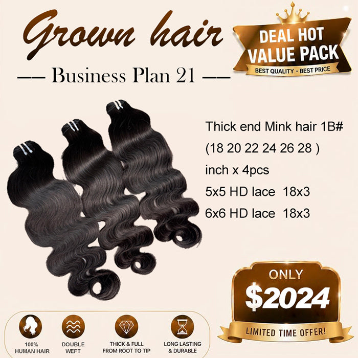 Top quality 100% Human Hair Thick end mink Hair Bundles Deal 21