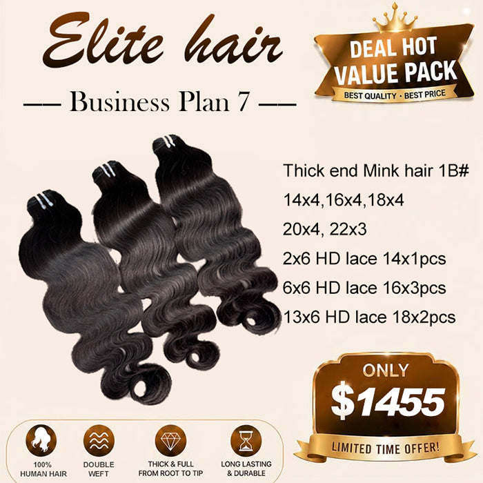 Top quality 100% Human Hair Thick end mink Hair Bundles Deal 7