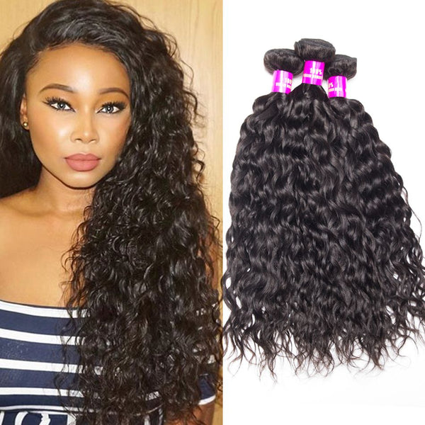 Water wave double weft virgin human hair 3 Bundles with HD Lace 13x4 13x6 lace frontal