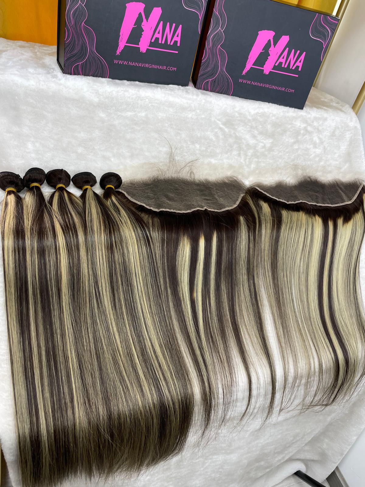 Custom color hair bundle deal with HD lace Closure & HD lace frontal wholesale bundle deal