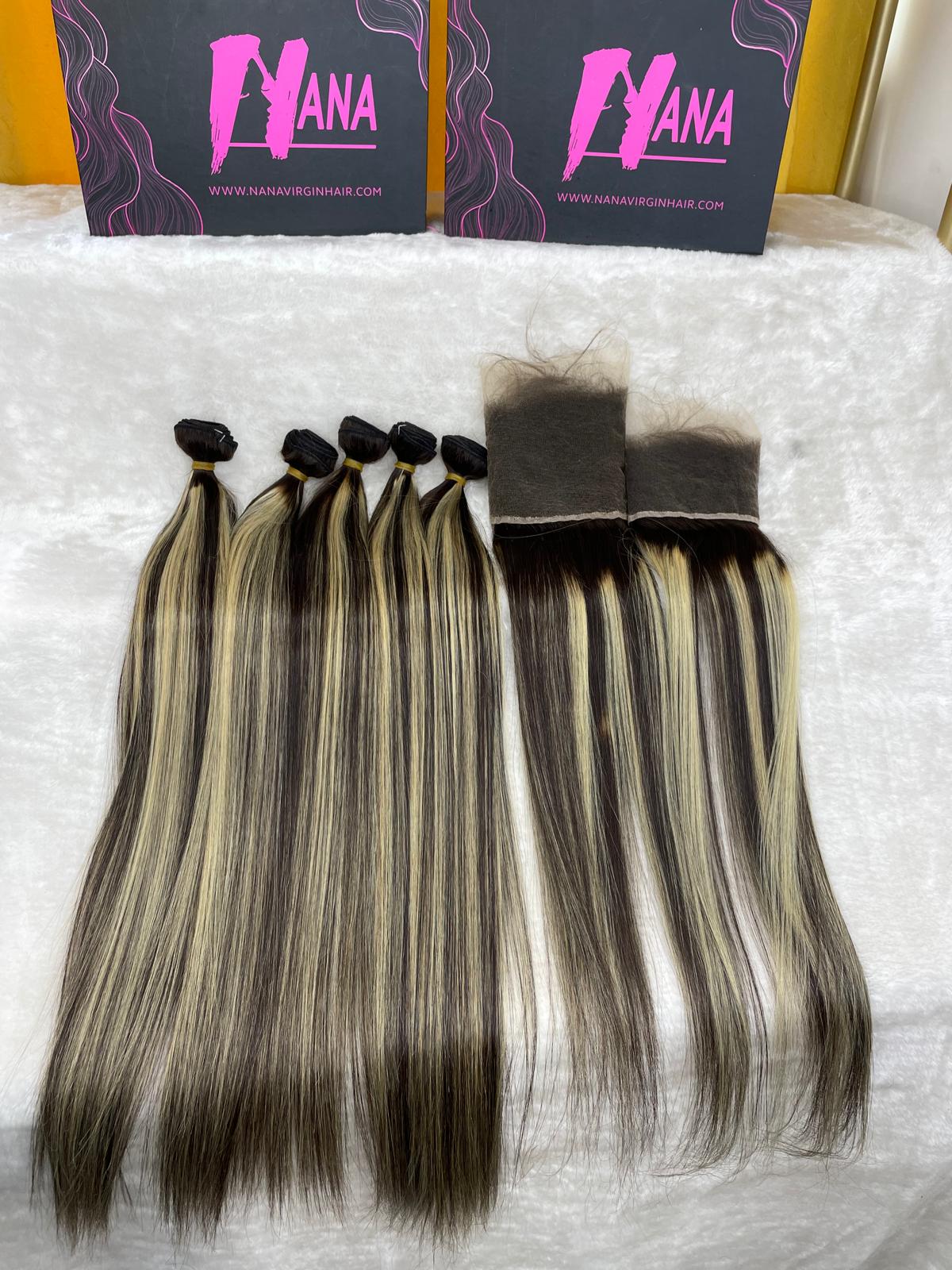 Custom color hair bundle deal with HD lace Closure & HD lace frontal wholesale bundle deal