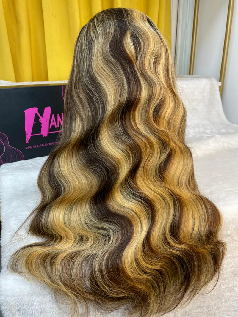 Highlight Wig 13x4/13x6 Body Wave HD Transparent Wigs 160% 200% Density Wavy Ombre Honey Blonde Lace Frontal Wig 4/27