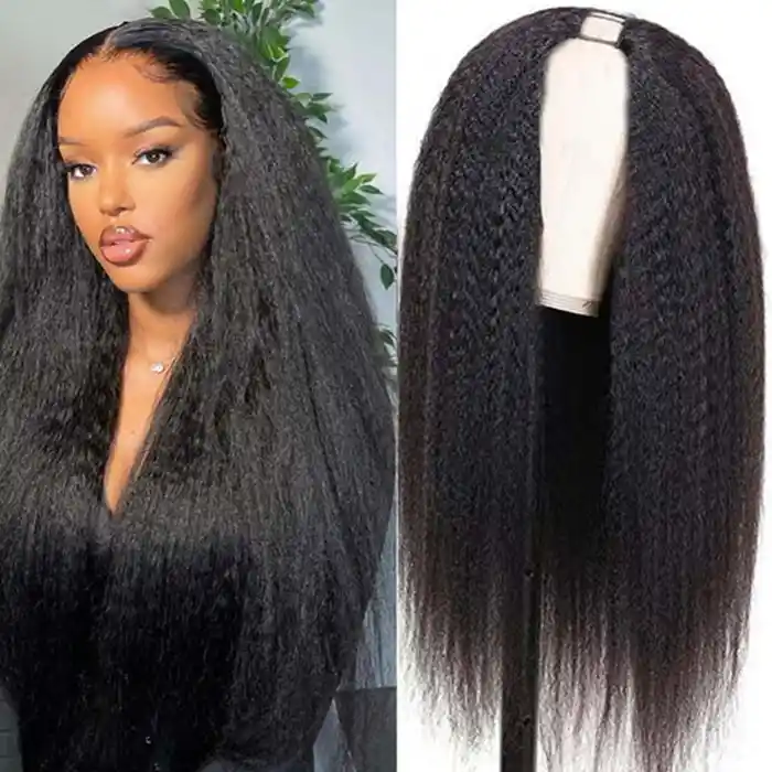 Raw/Virgin Kinky Straight U Part Wig Human Hair Wigs Easy Install Kinky Straight V Part Wig