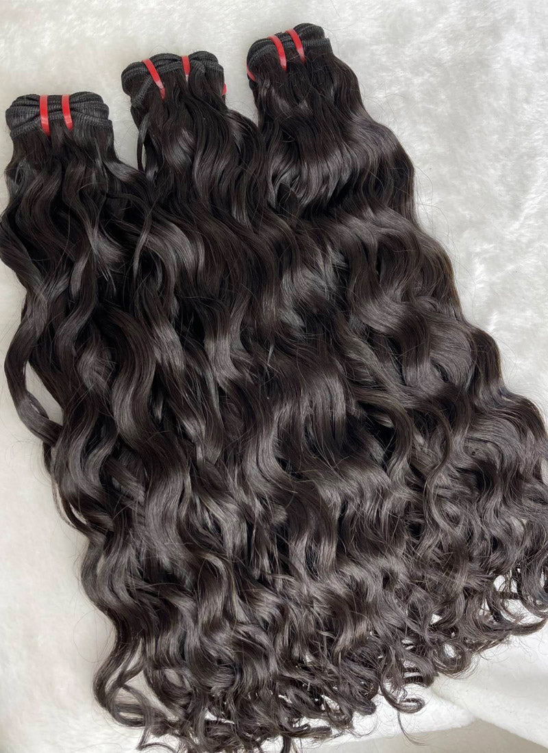 Double Drawn Indian Curly Raw Hair Bundles From One Donor human hair Lace closure