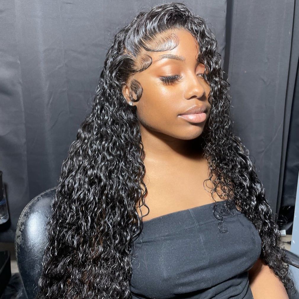 "Premium water Curly Frontal Wig - Soft & Natural Appearance"