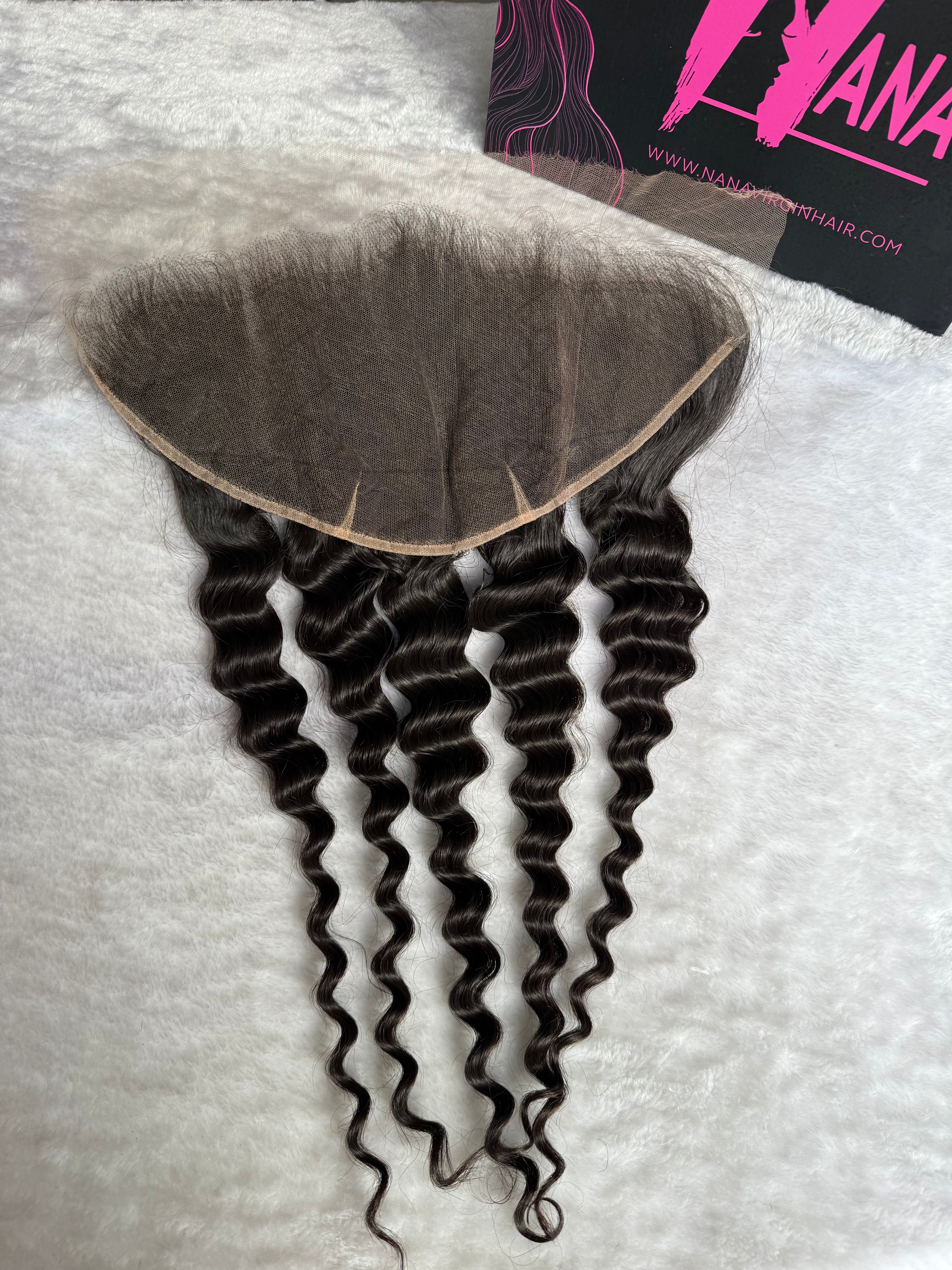 Raw Hair Loose Deep Wave Bulk Bundles deal with frontal 13x4 13x6