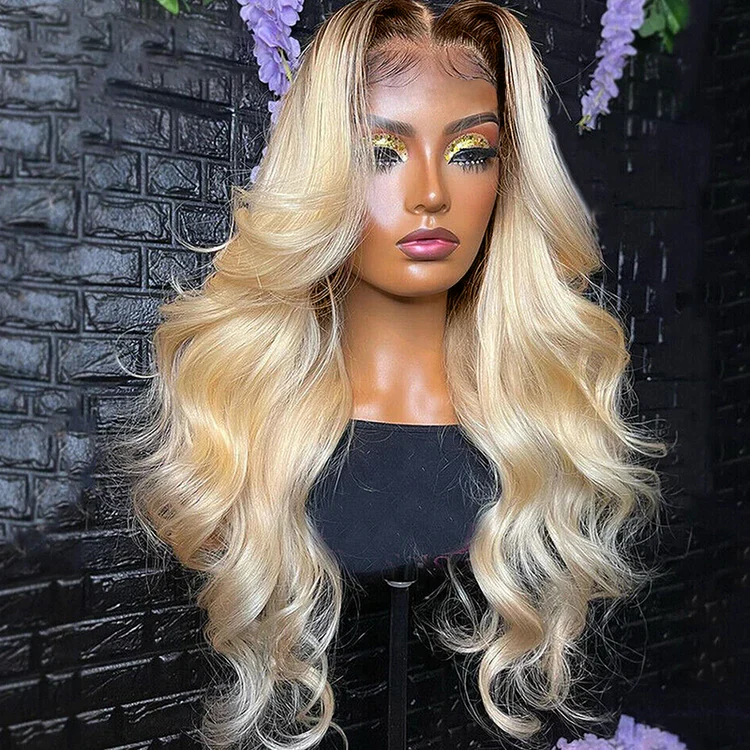 Virgin 1B/613 Body Wave Wig Dark Root 613 Blonde Wig Ombre Blonde Lace Wig