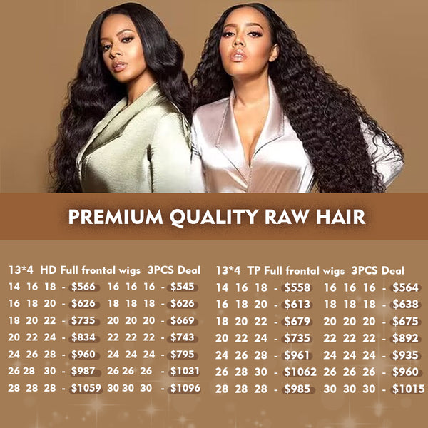 Premium Quality Raw Hair Extensions Wholesale Supplier 13*4 Full Frontal HD lace Wig Deal