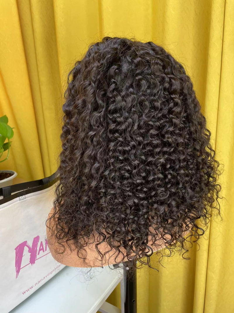 Virgin Hair Glueless Wig Big Curly HD Closure Wig Cap Size 4x4 5x5 6x6 7x7 Short Curly Bob Wigs No Glue Pre Plucked Natural Hairline
