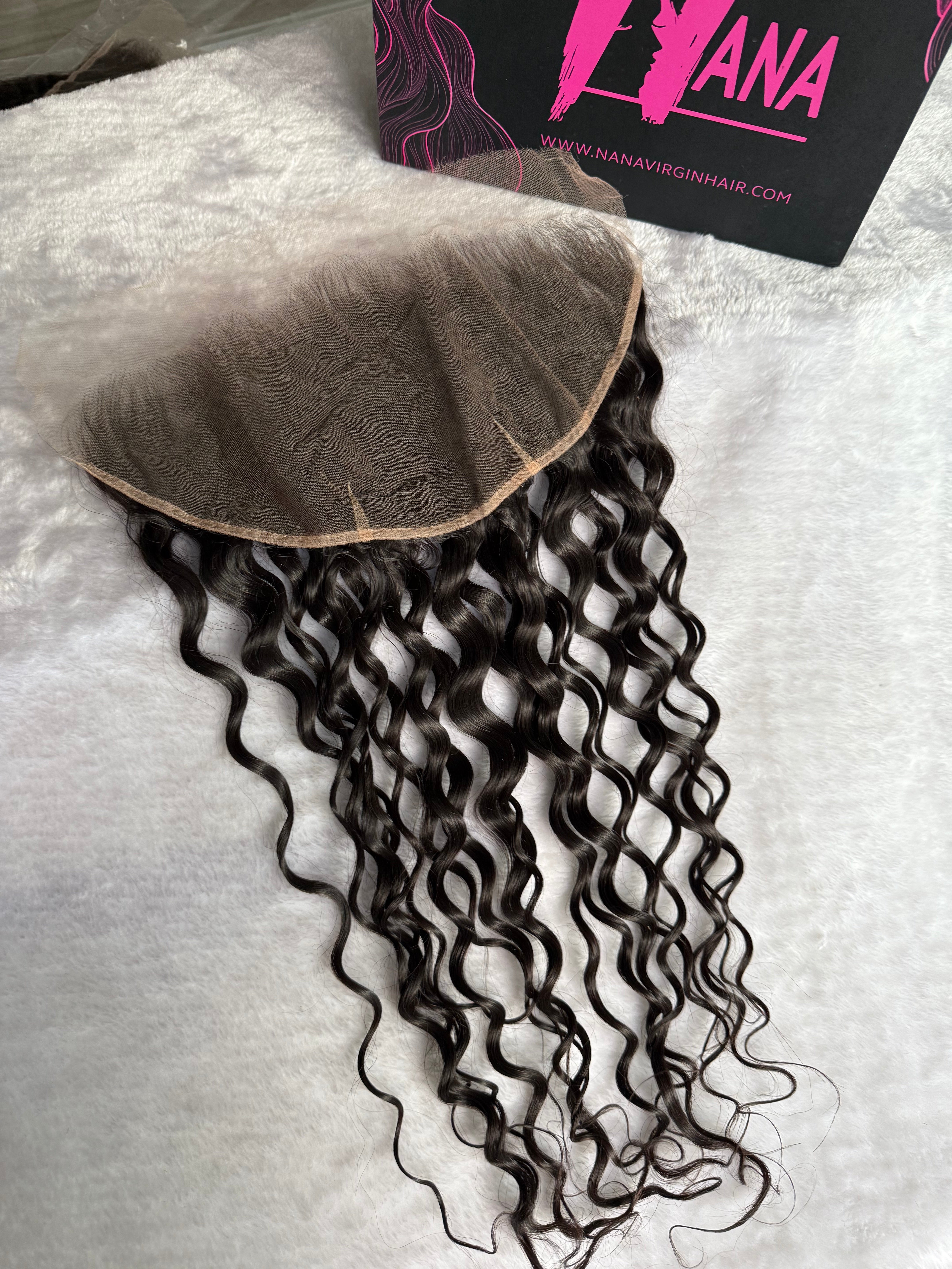 Italy curly hair Raw Hair bundle deal with frontal 13x4 13x6