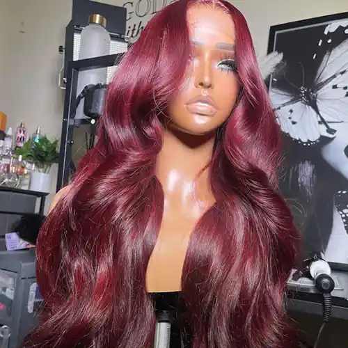 Virgin 99J Burgundy Wig Wavy Transparent Frontal Wigs Wine Body Wave HD Wig