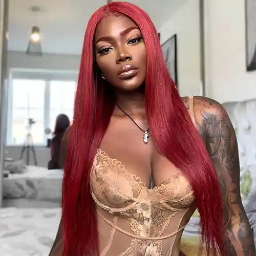 Virgin Burgundy Straight Hair 13x4/13x6 Lace Frontal Wigs Straight 99J HD Transparent Wig
