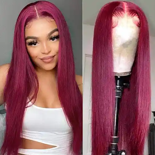 Virgin Burgundy Straight Hair 13x4/13x6 Lace Frontal Wigs Straight 99J HD Transparent Wig