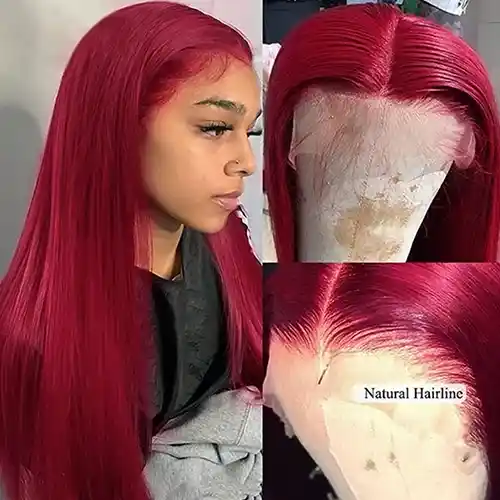 Virgin Burgundy Straight Hair 13x4/13x6 Lace Frontal Wigs Straight 99J HD Transparent Wig