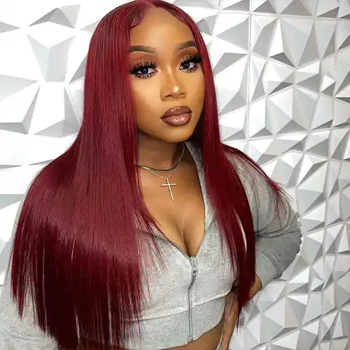 Virgin Burgundy Straight Hair 13x4/13x6 Lace Frontal Wigs Straight 99J HD Transparent Wig