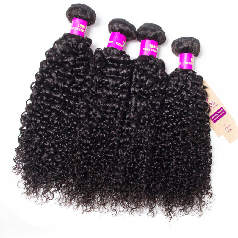 wholesale virgin hair bundle deals curly 3 or 4 Bundles with HD Transparent Closure