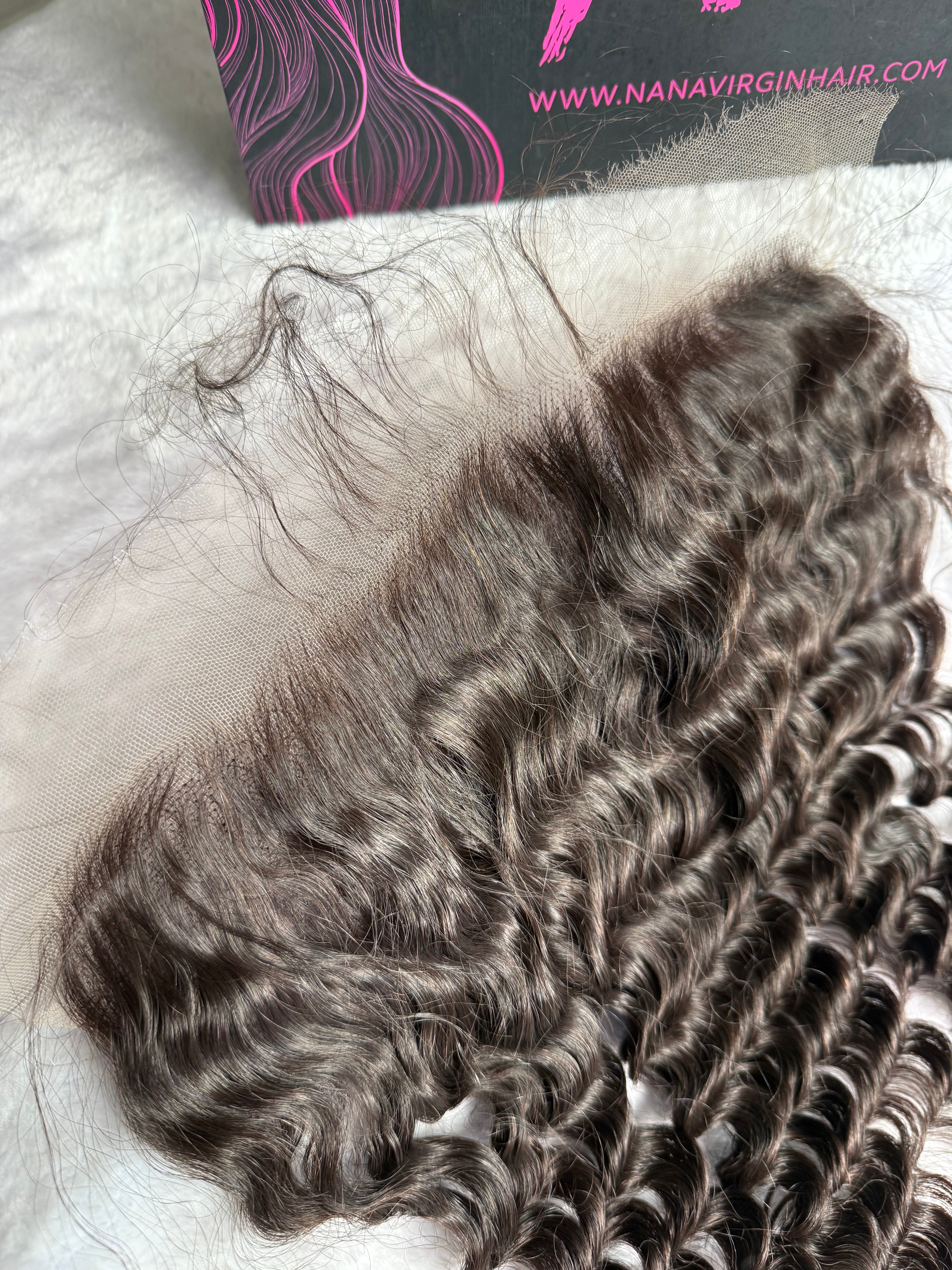 Deep Wave Raw Human Hair unprocessed frontal HD&Transparent lace frontal 13x4/13x6