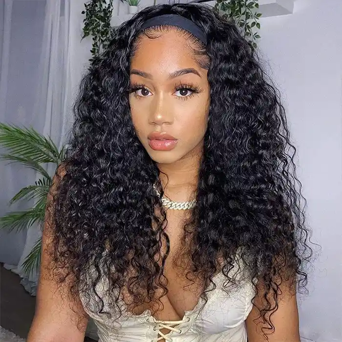Raw/Virgin Deep Wave Headband Wigs Pineapple Wave Scarf Wig