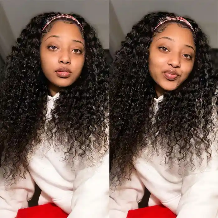 Raw/Virgin Deep Wave Headband Wigs Pineapple Wave Scarf Wig