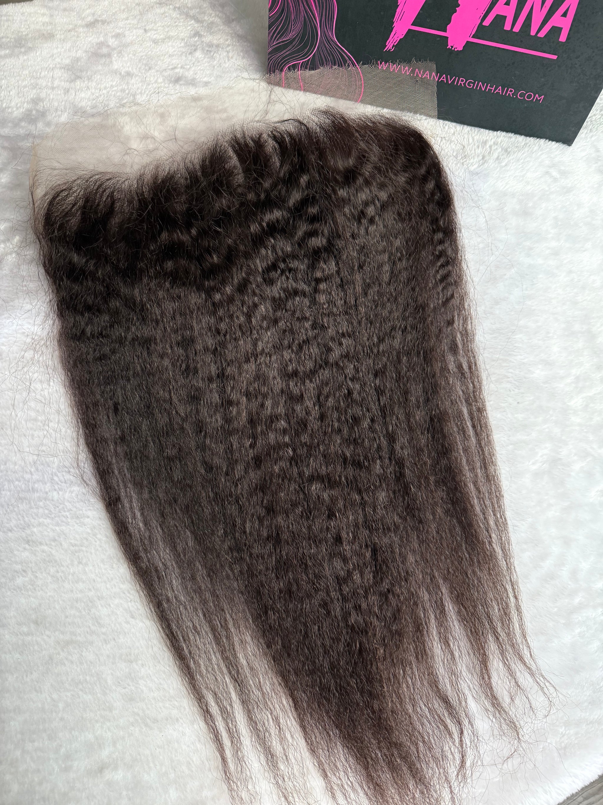 Kinky Straight Human Hair full and thick raw hair lace frontal pre pluced hair line HD and transparent lace 13x4/13x6