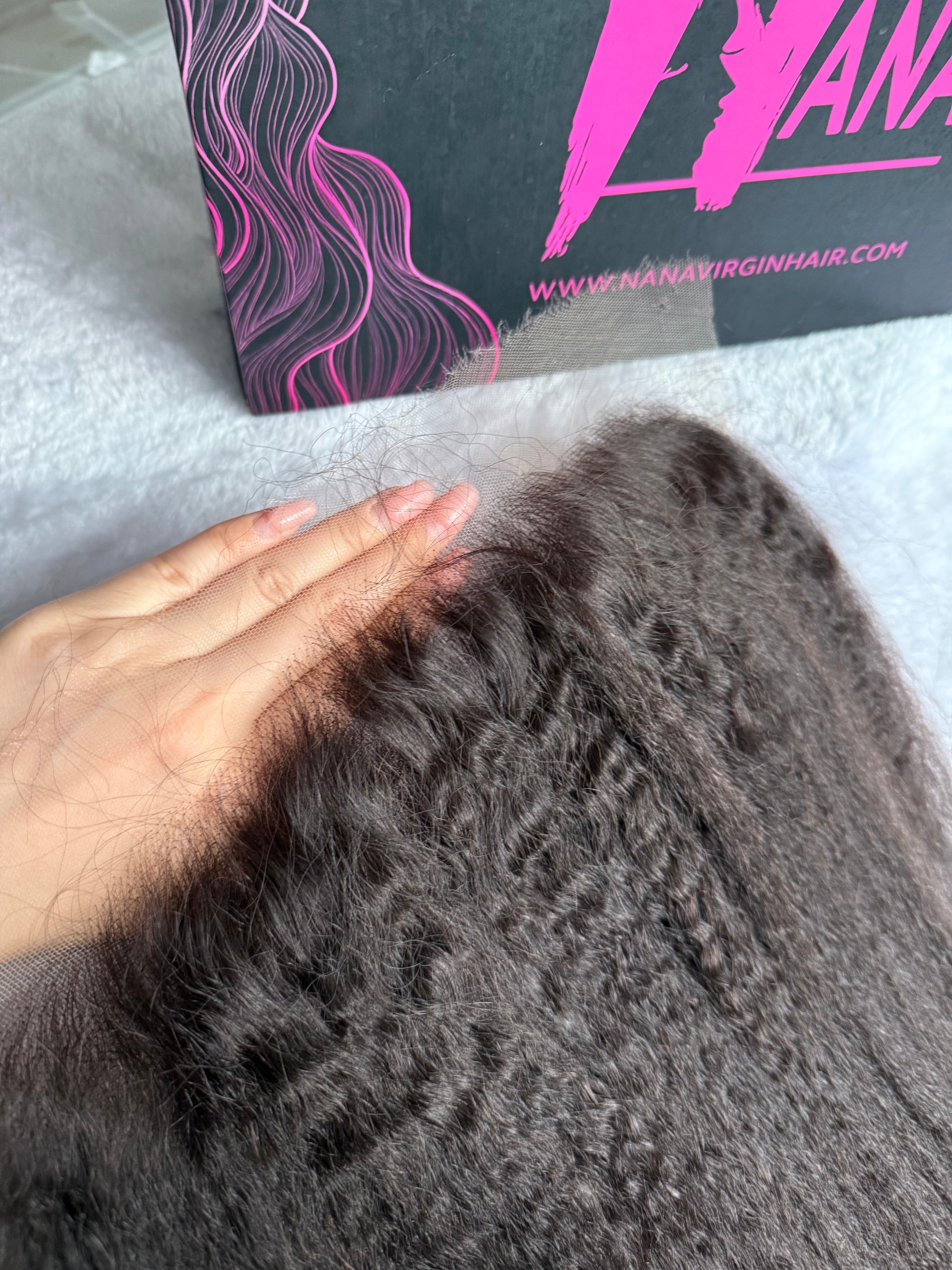 Kinky Straight Human Hair full and thick raw hair lace frontal pre pluced hair line HD and transparent lace 13x4/13x6