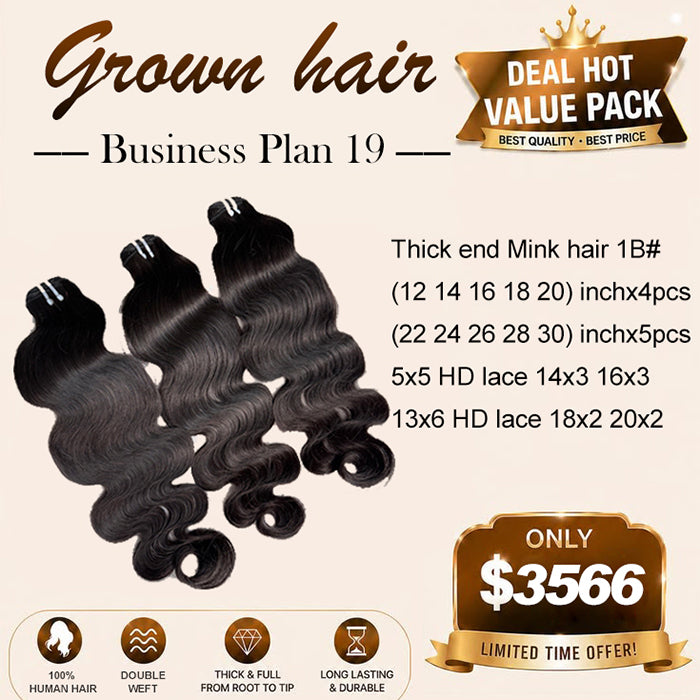 Top quality 100% Human Hair Thick end mink Hair Bundles Deal 19