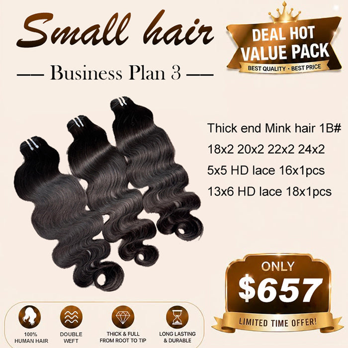 Top quality 100% Human Hair Thick end mink Hair Bundles Deal 3
