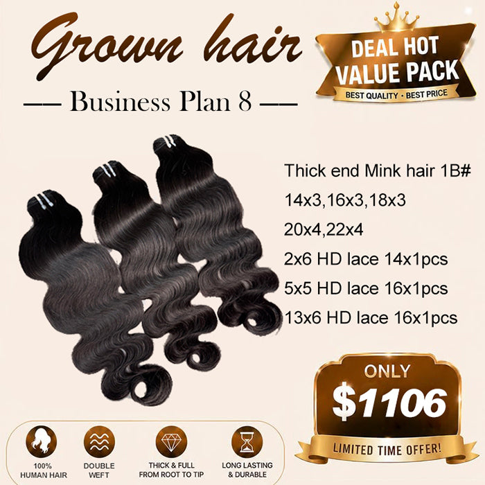 Top quality 100% Human Hair Thick end mink Hair Bundles Deal 8