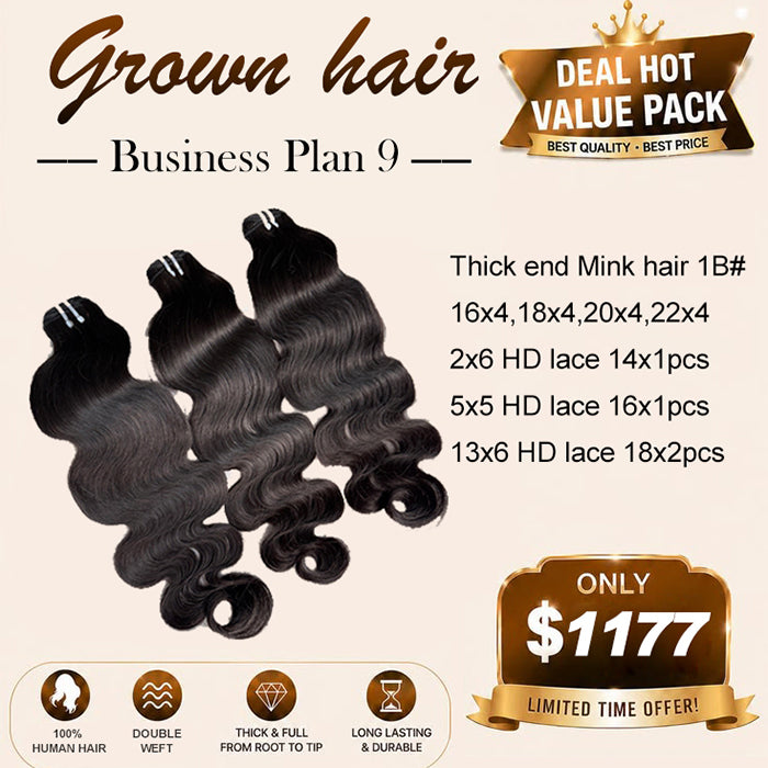 Top quality 100% Human Hair Thick end mink Hair Bundles Deal 9