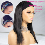 Virgin Hair Straight Hair Headband Wigs 160% 200% Density Glueless None Lace Wig