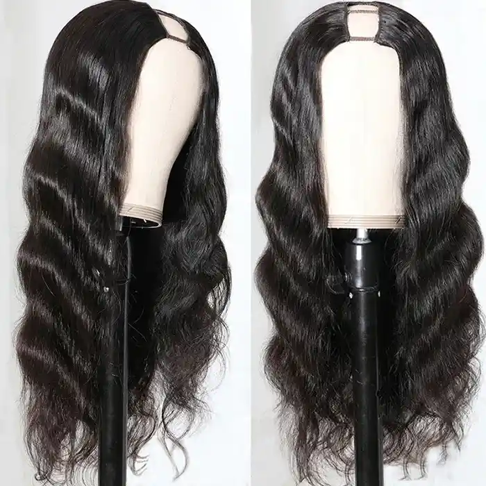 Raw/Virgin Hair Wavy U/V Part Wig Beginner Friendly 0 Skill Needed Body Wave V/U Part Wig