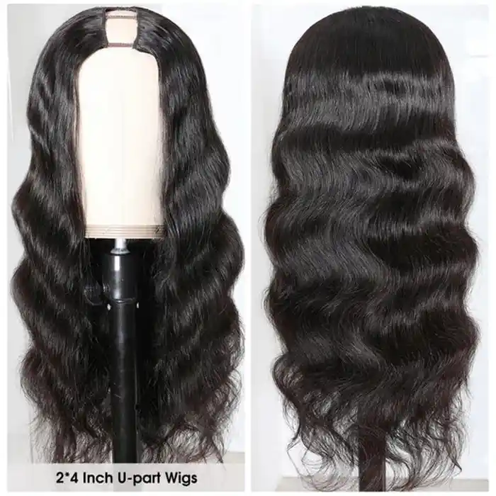 Raw/Virgin Hair Wavy U/V Part Wig Beginner Friendly 0 Skill Needed Body Wave V/U Part Wig