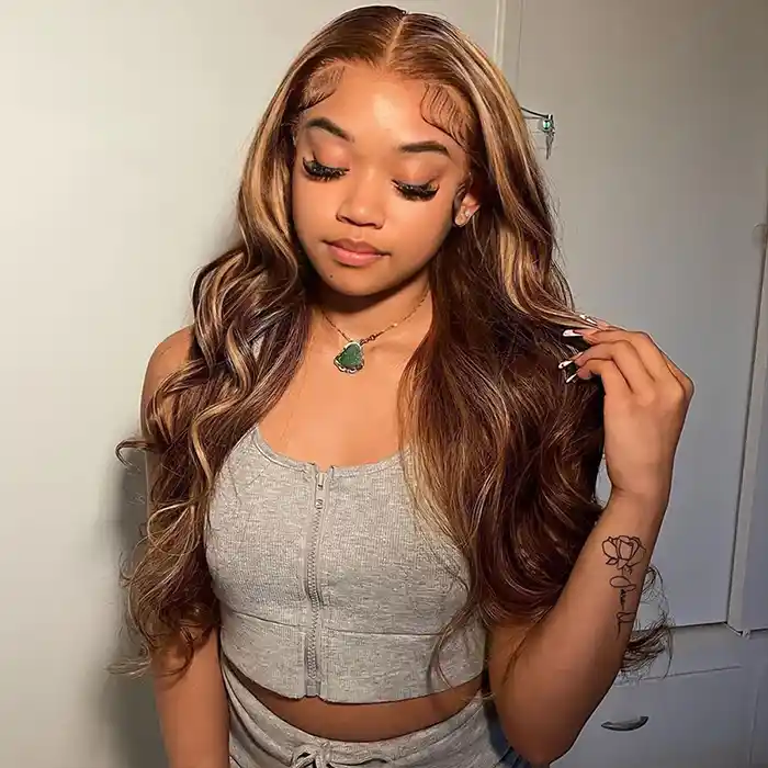 Virgin Body Wave Highlight Wig 13x4/13x6 Wigs Wavy Ombre Honey Blonde Lace Frontal Wig 4/27