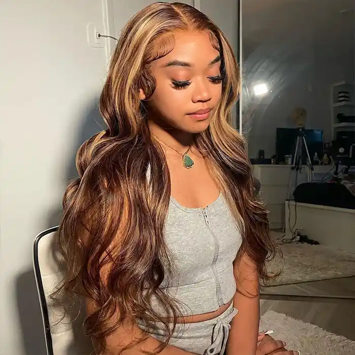 Virgin Body Wave Highlight Wig 13x4/13x6 Wigs Wavy Ombre Honey Blonde Lace Frontal Wig 4/27