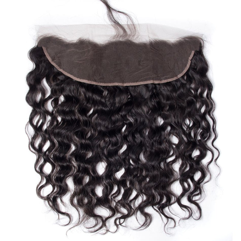 Water wave double weft virgin human hair 3 Bundles with HD Lace 13x4 13x6 lace frontal