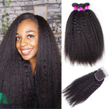 wholesale bundle deals with closure Kinky straight 3 or 4 Bundles with HD Transparent Closure