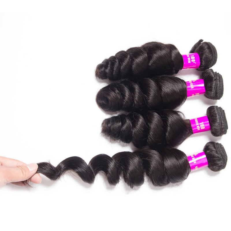 wholesale virgin hair bundles and closure deals loose wave bundle deal 3 or 4 Bundles with HD Transparent Closure