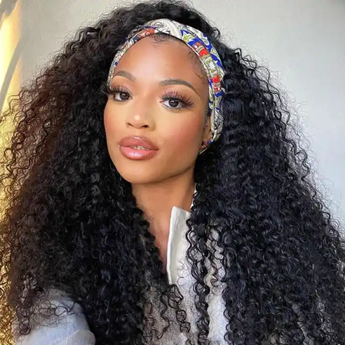 Raw/Virgin Curly Headband Wig Deep Curly No Lace Wig
