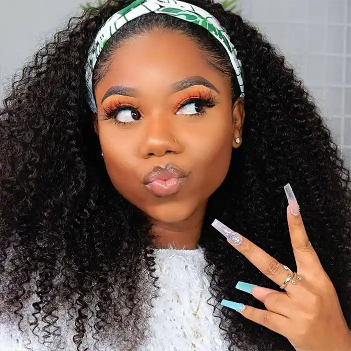 Raw/Virgin Curly Headband Wig Deep Curly No Lace Wig