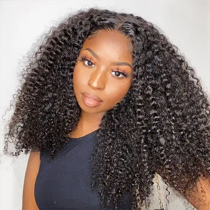 Raw/Virgin Deep Curly V Part Wig Beginner Friendly Natural Scalp Curly U Part Wig