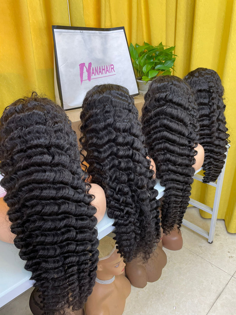Raw Hair Glueless Deep Wave Human Hair Wigs Loose Deep Wave 13x4 13x6 Lace Frontal Wig 160% 200% Density Pre Plucked 13x6 HD Lace Wigs