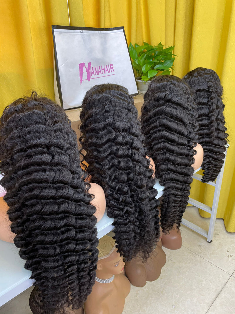 Raw Hair Glueless Deep Wave Human Hair Wigs Loose Deep Wave 13x4 13x6 Lace Frontal Wig 160% 200% Density Pre Plucked 13x6 HD Lace Wigs