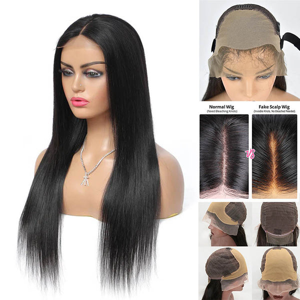 Fake Scalp Wig Full Frontal 13x4 and 13x6 Top Grade Wig 180% Density