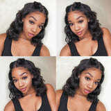 Short Body Wave Hair HD Transparent Wig Natural Wavy Hair Human Hair Lace Frontal Wigs Pre-Plucked Hairline