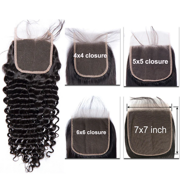 Wholesale Lace closure transparent lace hd closure deep wave 4x4/5x5/6x6/7x7