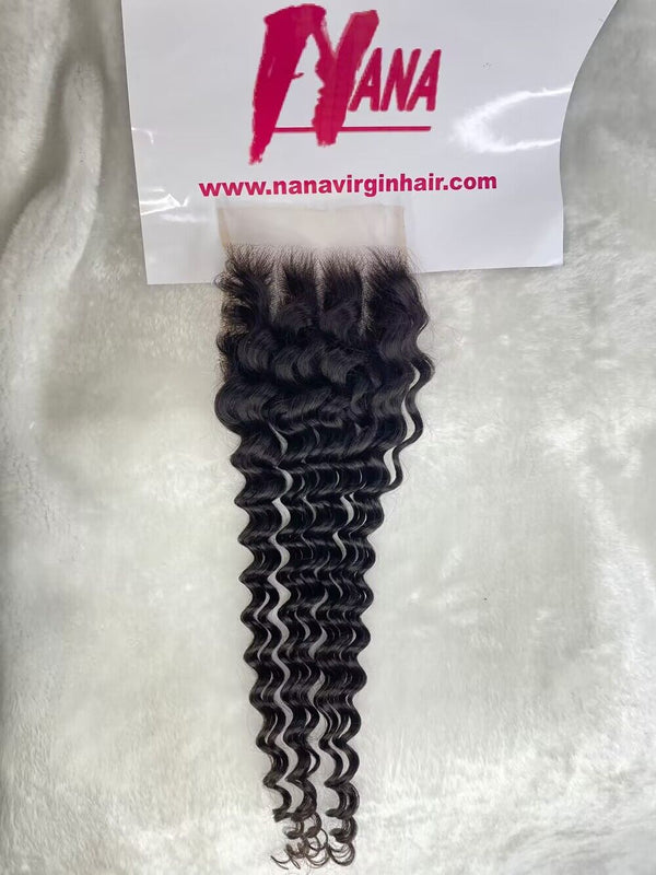 Wholesale Lace closure transparent lace hd closure deep wave 4x4/5x5/6x6/7x7